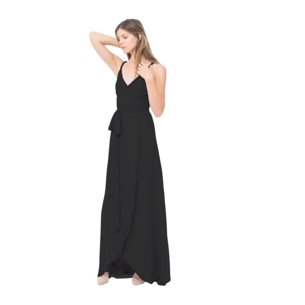 Ceremony Joanna August Black Maxi Wrap Dress Gown special occasion cocktail